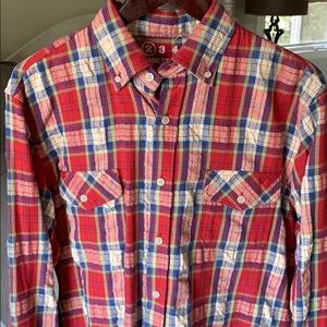 Earnest Sewn plaid button down with stitch detail
